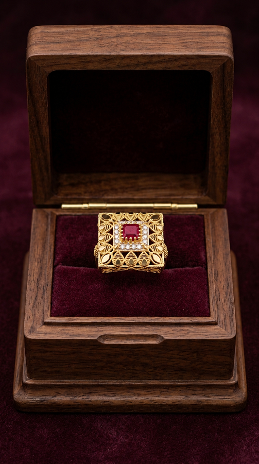 Gold Plated Square Ring