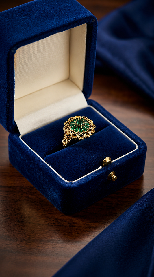 Elegant Real Stone Gold Polish Ring