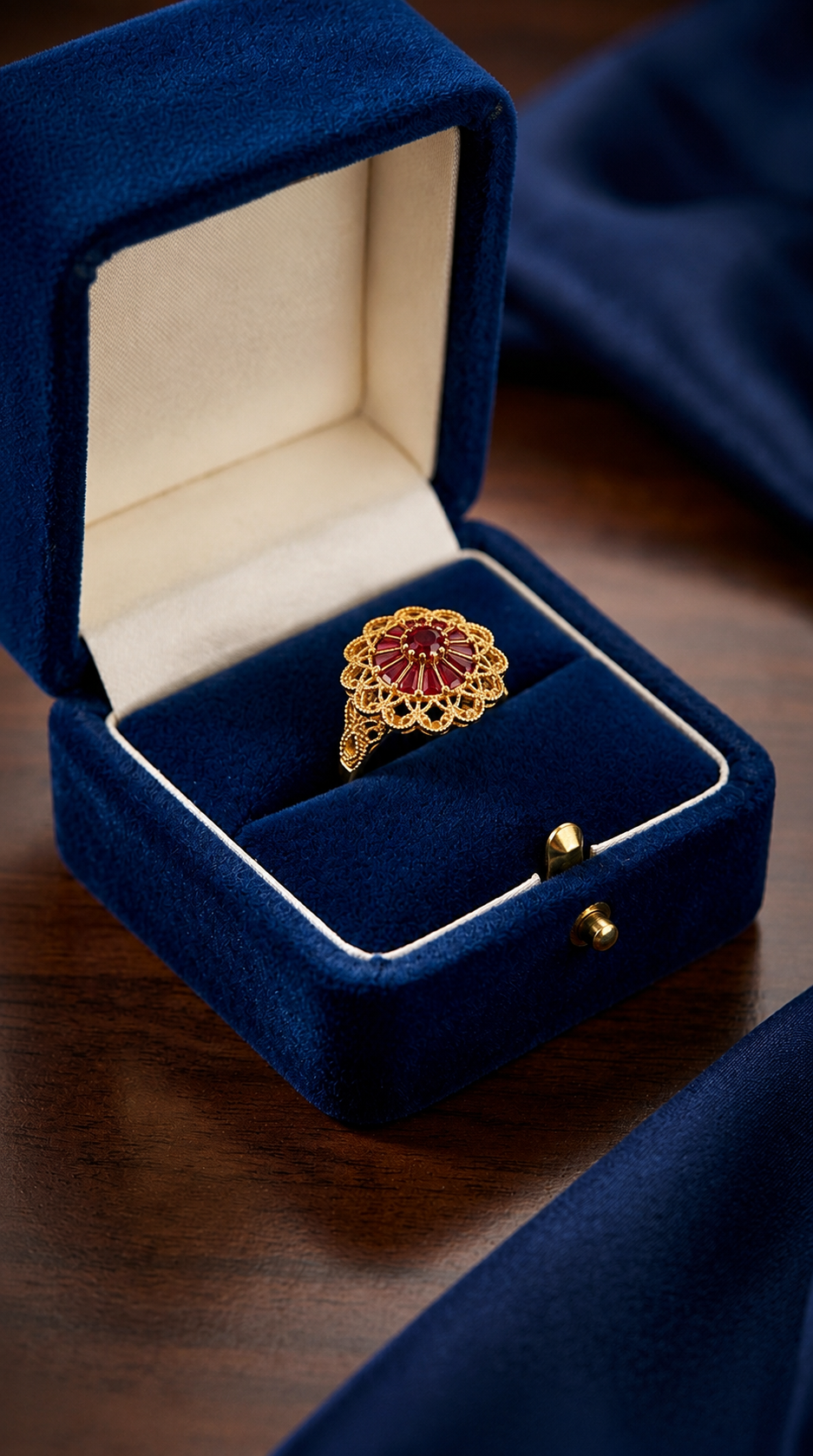 Elegant Real Stone Gold Polish Ring