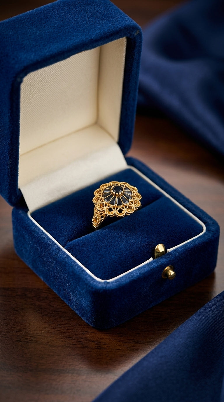 Elegant Real Stone Gold Polish Ring