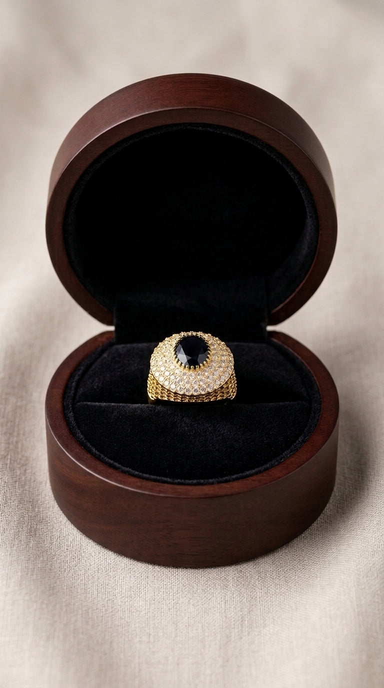 Crystal Stone Gold Plated Ring