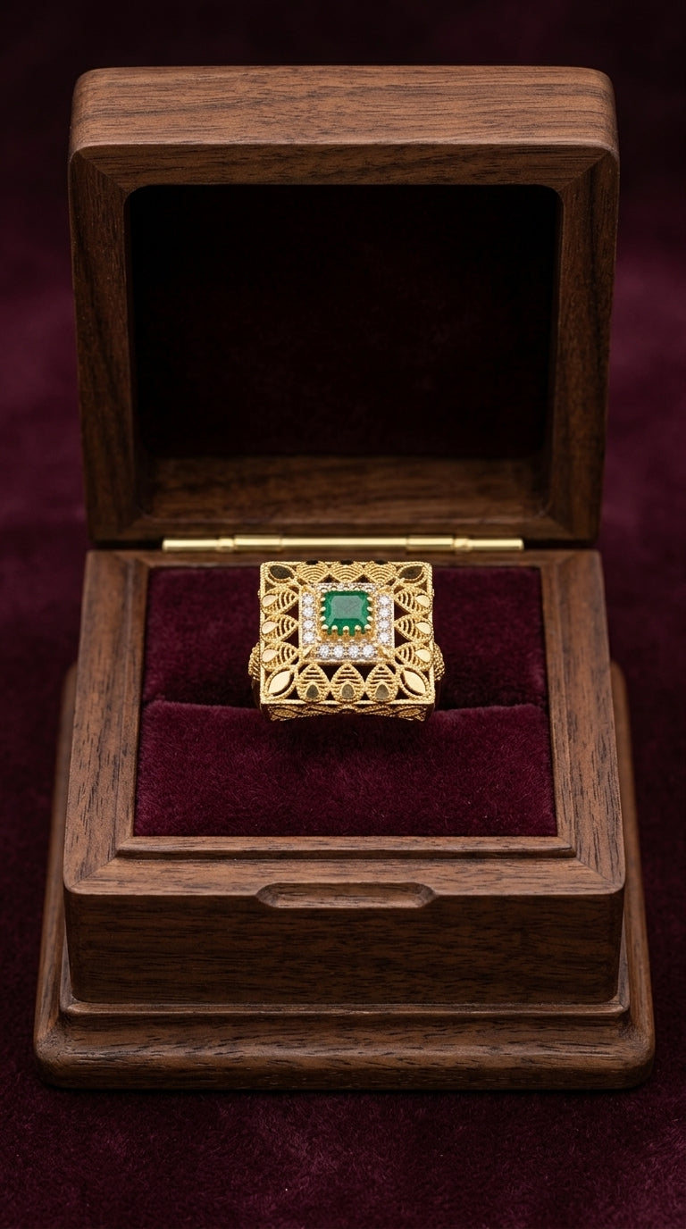 Gold Plated Square Ring