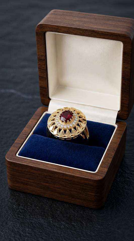 Royal Ruby Halo Gold Polish Ring